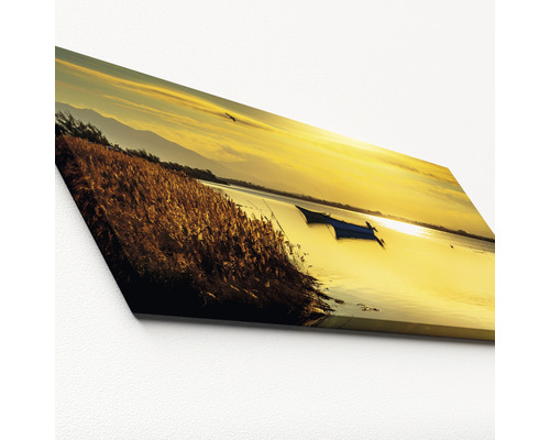 Peinture avec paysage marin et bateau