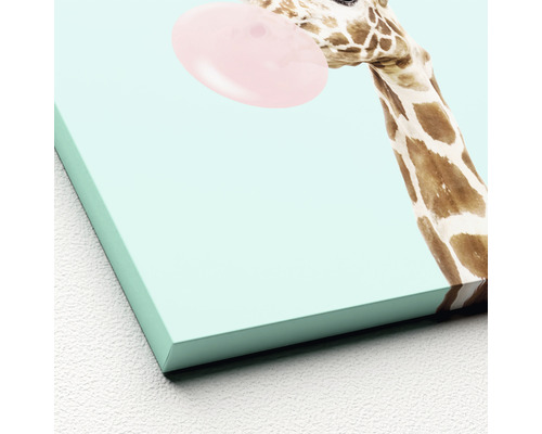 Tableau sur toile avec girafe et bulle de chewing-gum