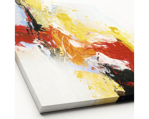 Peinture avec des champs de couleurs abstraits en rouge, jaune et noir