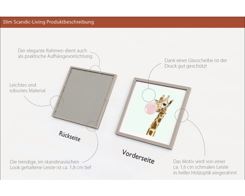 Bilderrahmen mit Giraffenmotiv, Vorder- und Rückseite