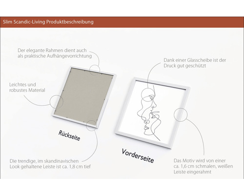 Slim Scandic Living Bilderrahmen mit Aufhängvorrichtung und Glasabdeckung