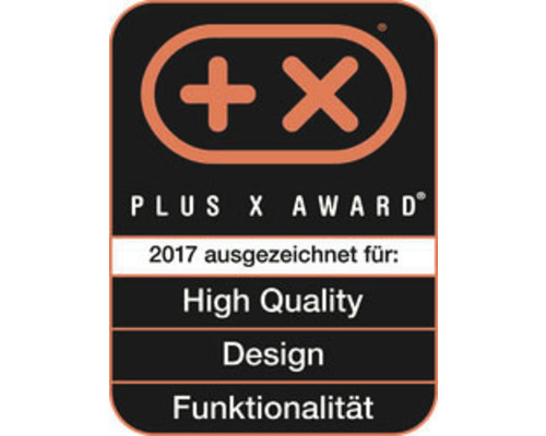 Plus X Award Siegel für hohe Qualität, Design und Funktionalität
