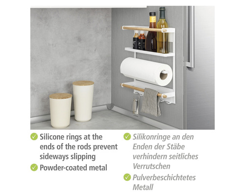 Magnetregal mit Küchenrollenhalter, Gewürzregal und Vorratsdosen