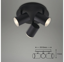 Lampe de salle de bains métal/plastique IP44 3 ampoules hxØ 112x210 mm noir-thumb-2