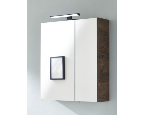 Armoire de toilette à miroir avec éclairage et deux portes