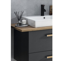 Badmöbel-Set Möbelpartner Duo 1652 BxHxT 165,2 x 61,5 x 50 cm Frontfarbe anthrazit matt mit Waschtisch Keramik weiß