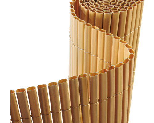 Brise-vue Konsta en PVC de forme ovale 3 x 0,9 m aspect bambou