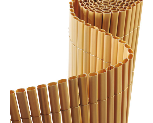 Brise-vue Konsta en PVC de forme ovale 3 x 1,5 m aspect bambou