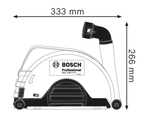 Bosch GOE 230 FC-S Professional Absaughaube mit den Maßen 333 mm Breite und 266 mm Höhe.