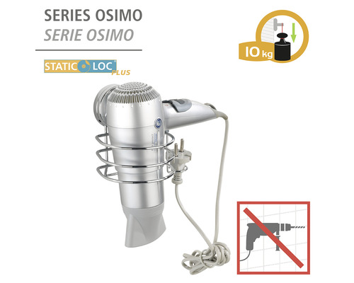 Haartrockner mit Halterung zur Wandmontage und Statik Loc Plus Befestigung