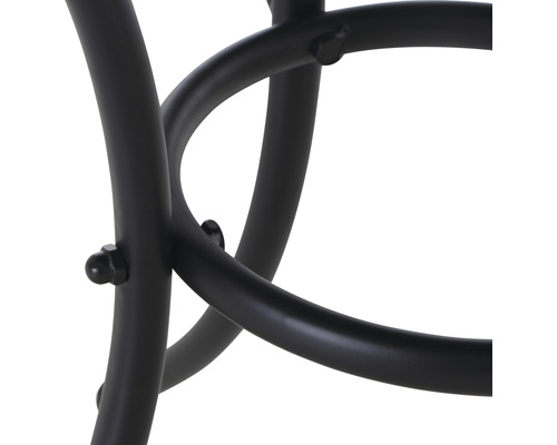 Detailansicht des Metallgestells eines Hockers.