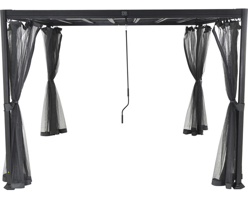 Pavillon avec rideaux et manivelle