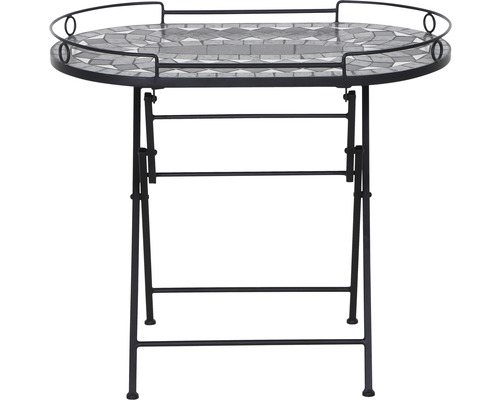 Ovaler Klapptisch mit Mosaikplatte und Metallgestell