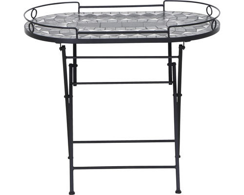 Ovaler Klapptisch mit Mosaikplatte und Metallgestell