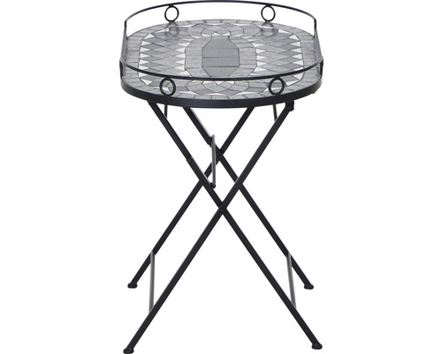 Klapptisch mit Mosaikplatte und Metallgestell