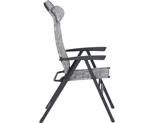 Gartensessel mit Armlehnen und Kopfstütze im Profil