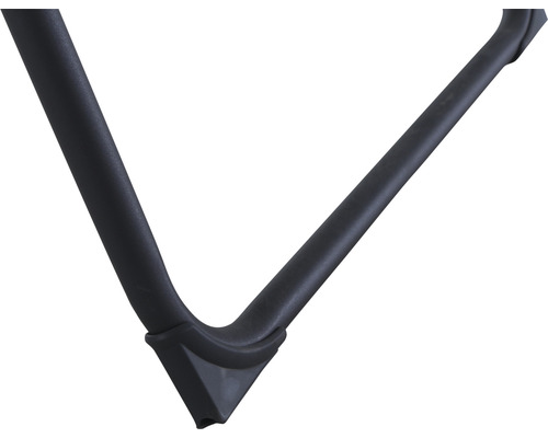 Detailaufnahme von einem Stuhlbein aus Metall.