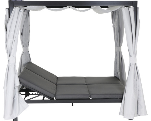 Gartenliege mit Dach und Vorhängen