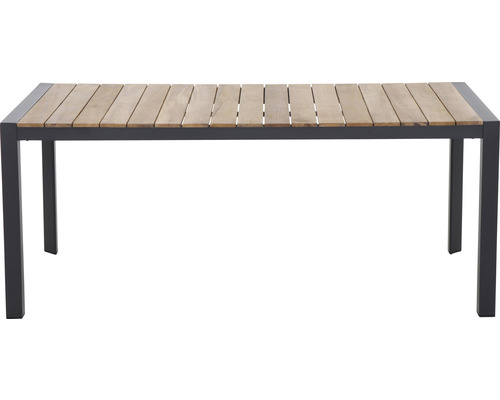 Table de jardin avec plateau en bois et structure en métal
