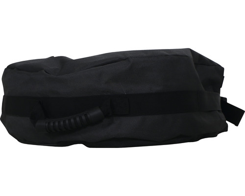 Schwarzer Sandsack mit Griff zur Stabilisierung von Baugerüsten