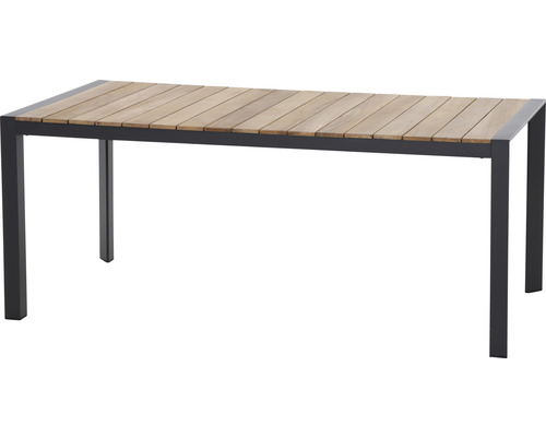 Table de jardin rectangulaire avec plateau en bois et cadre en métal