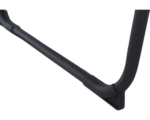 Detailansicht eines schwarzen Metallgestells