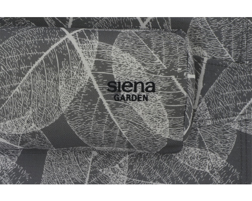 Siena Garden Logo auf einem Gartenmöbelbezug mit Blätterdruck