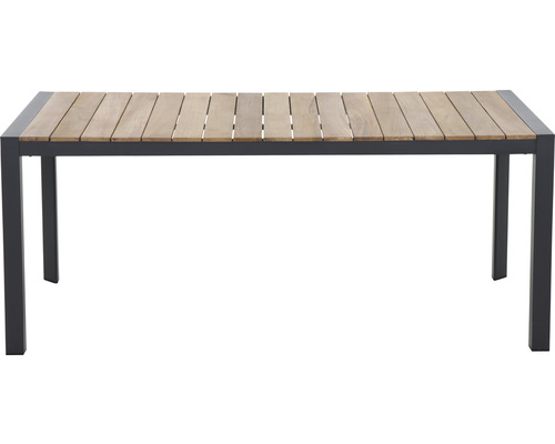 Table de jardin avec plateau en bois et cadre en métal