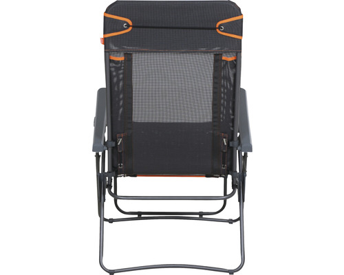 Vue arrière d''un fauteuil relax avec accoudoirs et structure métallique