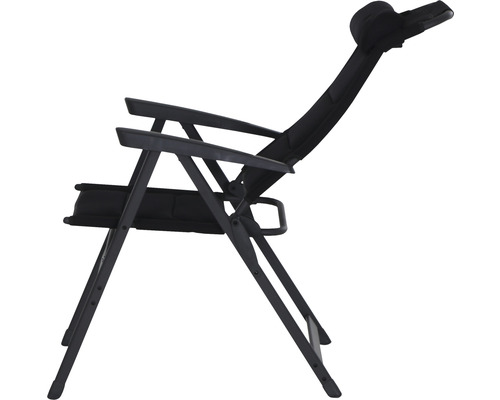 Schwarzer Relaxsessel mit Armlehnen und Kopfstütze