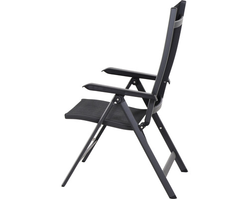 Chaise de jardin en aluminium avec accoudoirs, vue latérale