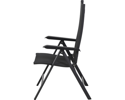 Fauteuil de jardin avec accoudoirs, fonction pliable et dossier haut en vue latérale