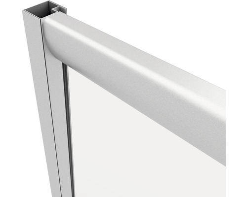 Vue détaillée d''une cabine de douche avec cadre argenté