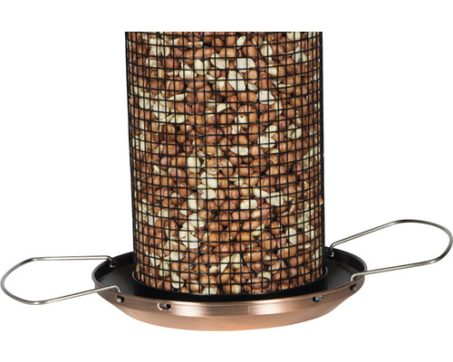 Distributeur de nourriture pour oiseaux en métal avec cacahuètes