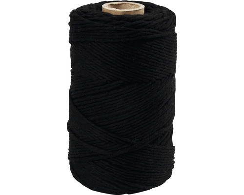 Corde de macramé noire sur une bobine