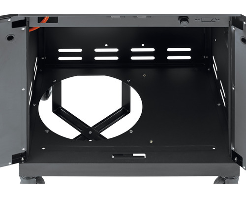 Meuble bas de barbecue avec deux portes et roulettes