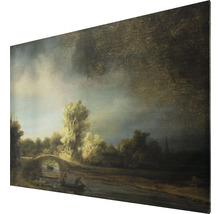 Gemälde einer Landschaft mit Brücke und Fluss