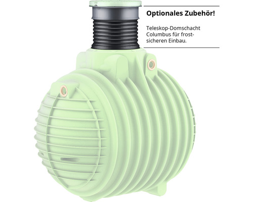 Optionaler Columbus Teleskop-Domschacht für den frostsicheren Einbau