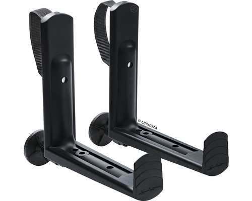 Deux supports noirs pour pots de fleurs pour montage mural