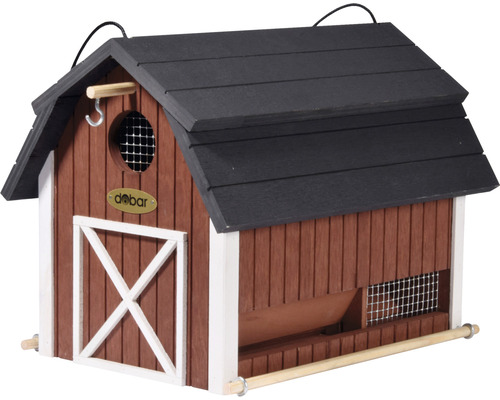 Vogelhaus im Scheunendesign mit Futterspender