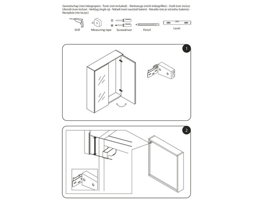 Instructions pour le montage d''une armoire de toilette avec outils