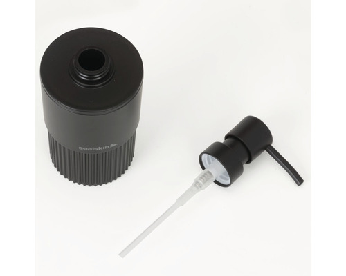 Schwarzer Seifenspender aus Kunststoff