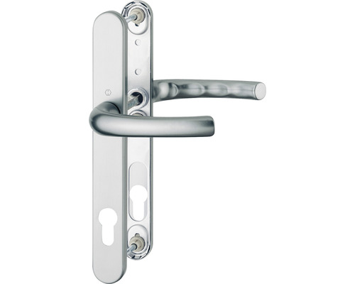 Garniture de porte avec plaque longue et poignée de porte