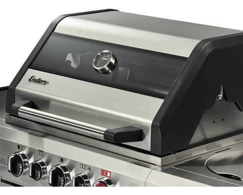 Grill en acier inoxydable avec affichage de la température et logo Enders