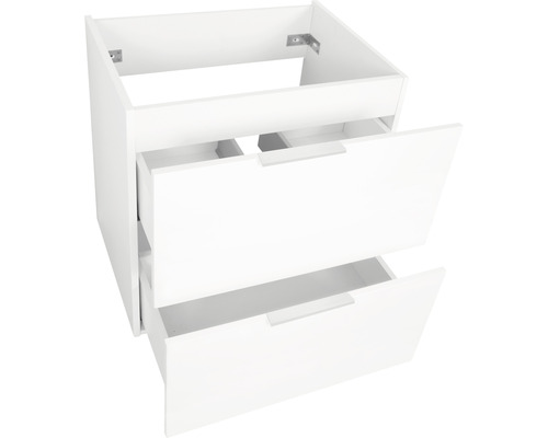 Weißer Waschtischunterschrank mit zwei Schubladen