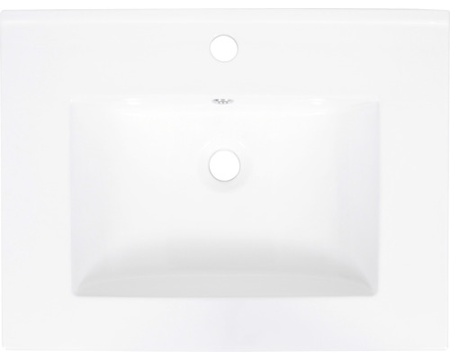 Lavabo en céramique avec trou de robinet et trop-plein