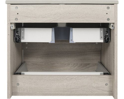 Meuble sous-vasque avec système de tiroirs ouverts