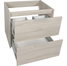 Badmöbel-Set Differnz Bolo 61 x 110 x 46 cm Frontfarbe eiche hell Waschtisch weiß und Spiegel Waschtisch Unterschrank