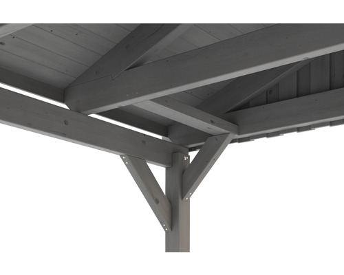Vue détaillée de la structure en bois d''un abri de jardin