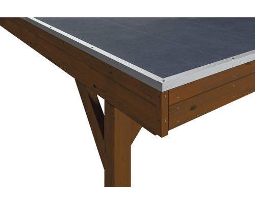 Construction de toit en bois avec joint bitumineux et revêtement en aluminium